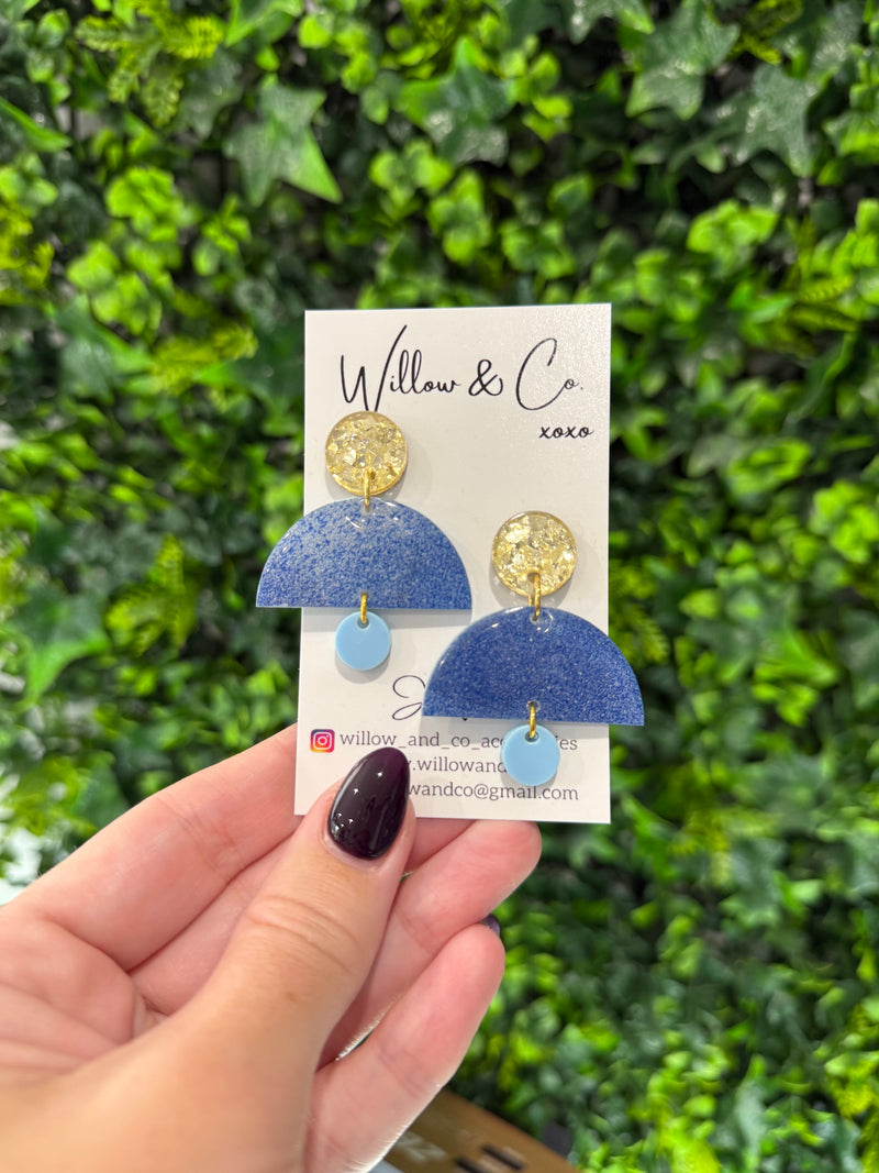 Handpainted trio Dangle Navy