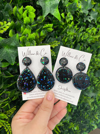 Large Dangle Black Opal