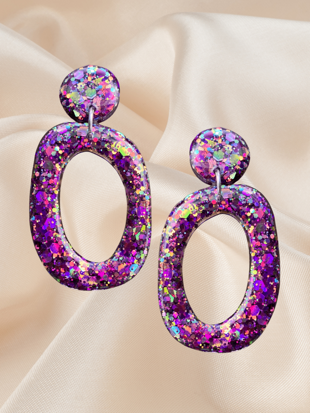 Large Organic Hoop Dangle Radiant Orchid