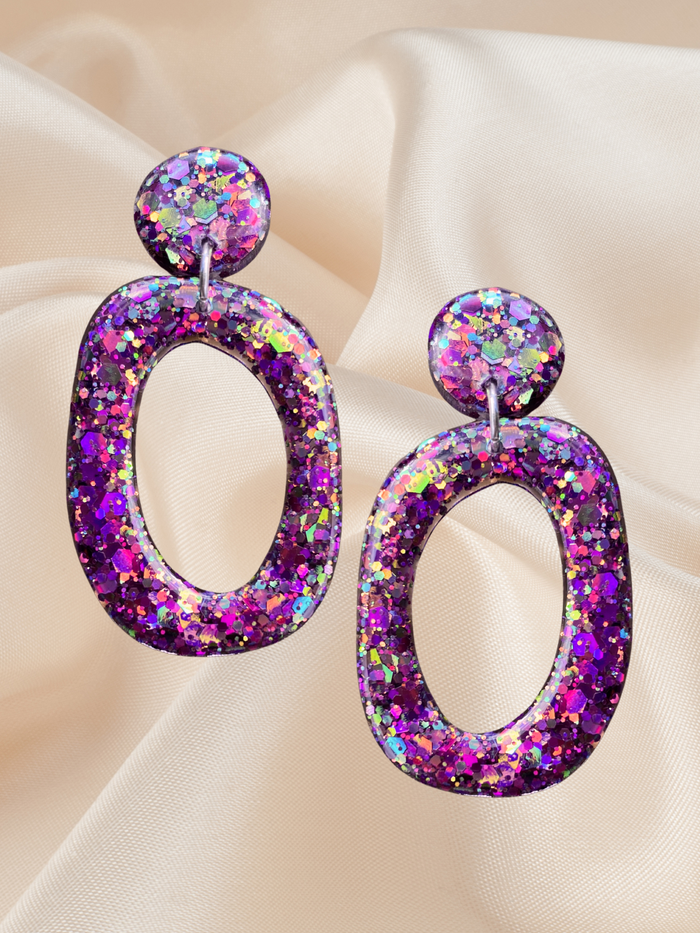 Large Organic Hoop Dangle Radiant Orchid