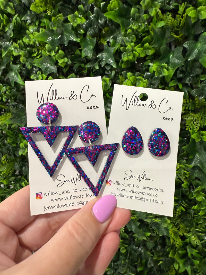 Almond 2cm Stud Fuchsia Sapphire