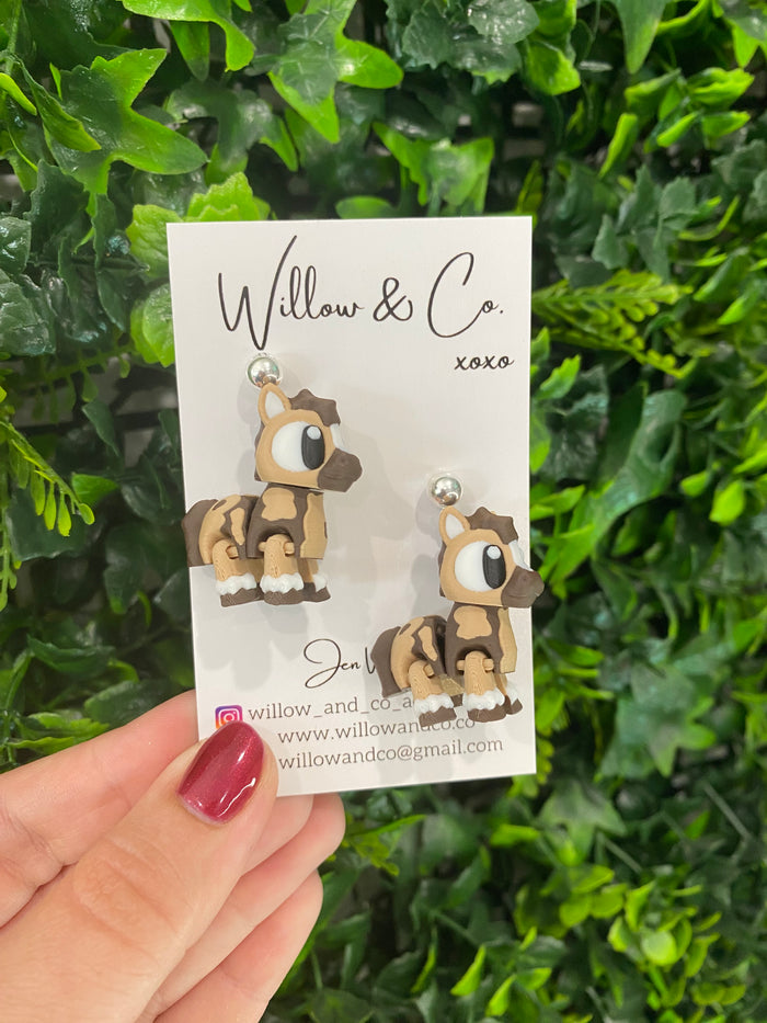 3D Horse Dangle Earrings