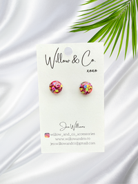 MINI Studs Valentines pink and Yellow