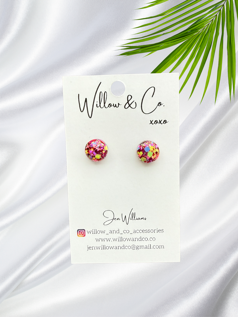 MINI Studs Valentines pink and Yellow