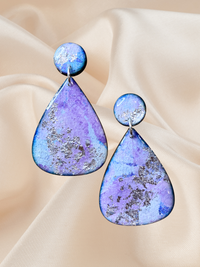 Hand painted Midi teardrop dangle Arctic Iris