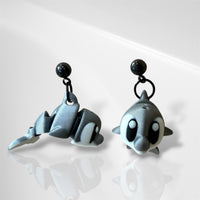 3D Dolphin Dangle Earrings