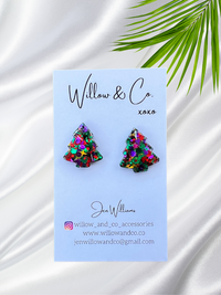 2cm Christmas Tree Studs Celebration