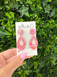Large Feature Teardrop Dangle Bubblegum Pink