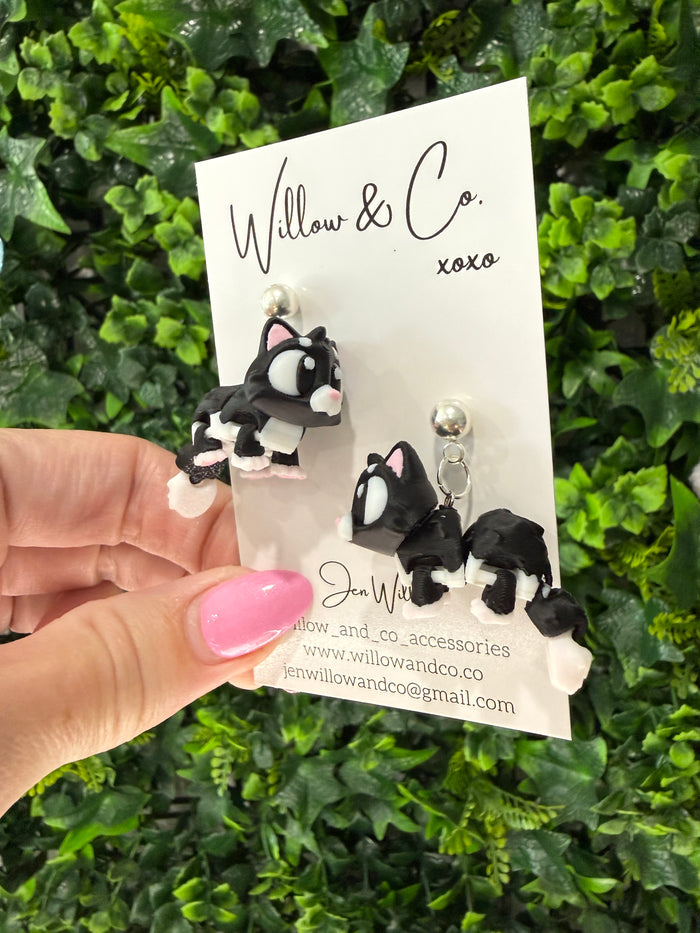3D Cat Dangle Earrings