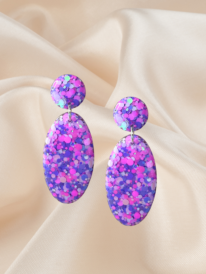 Long Oval Dangle Violet Dreams