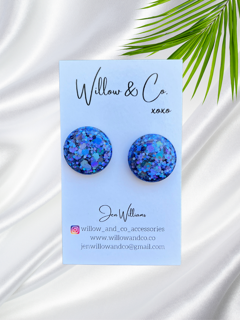 2cm Studs Deep Blue