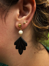 Midnight Petal Large Clay Dangle