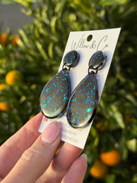 Large Dangle Black Opal