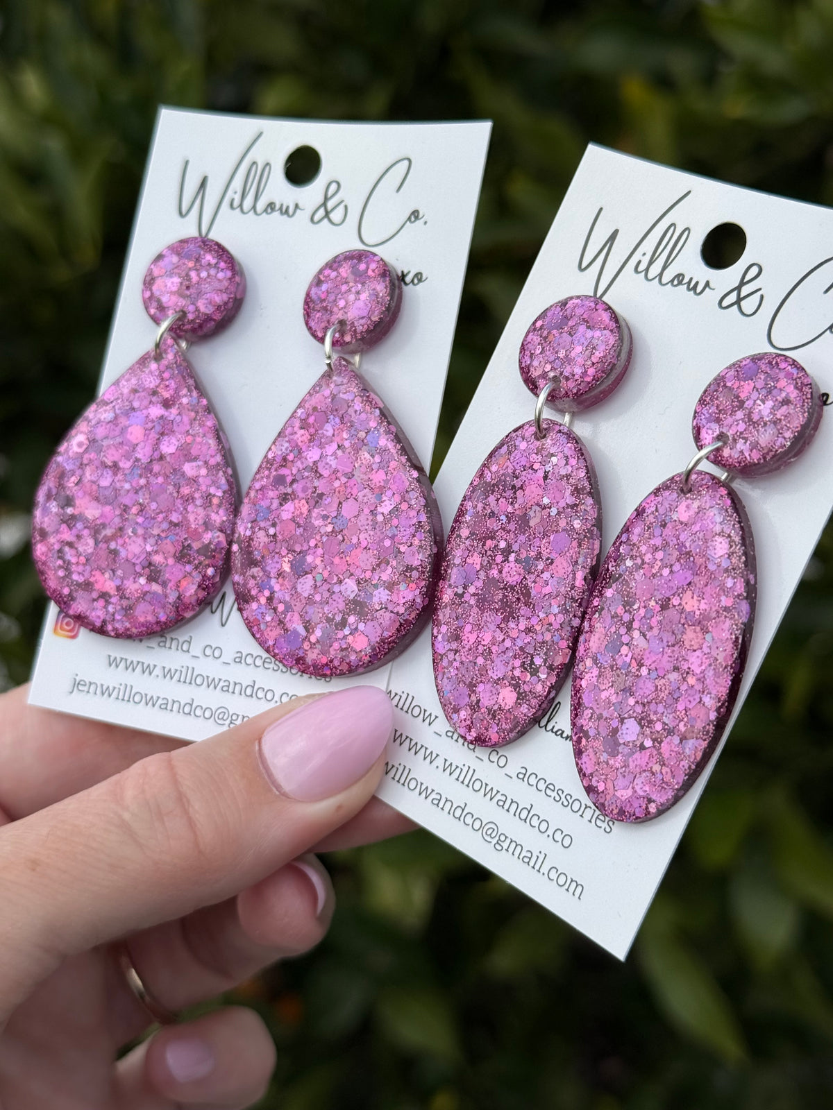 Large Oval Dangle Prismatic Plum