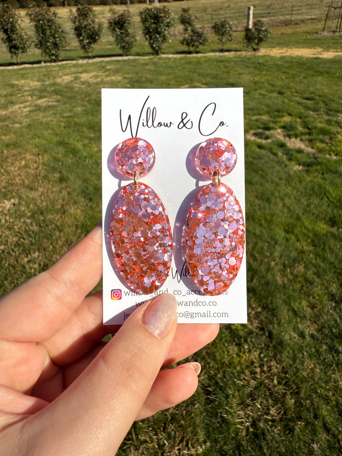 LARGE Oval Dangle Confetti Bloom