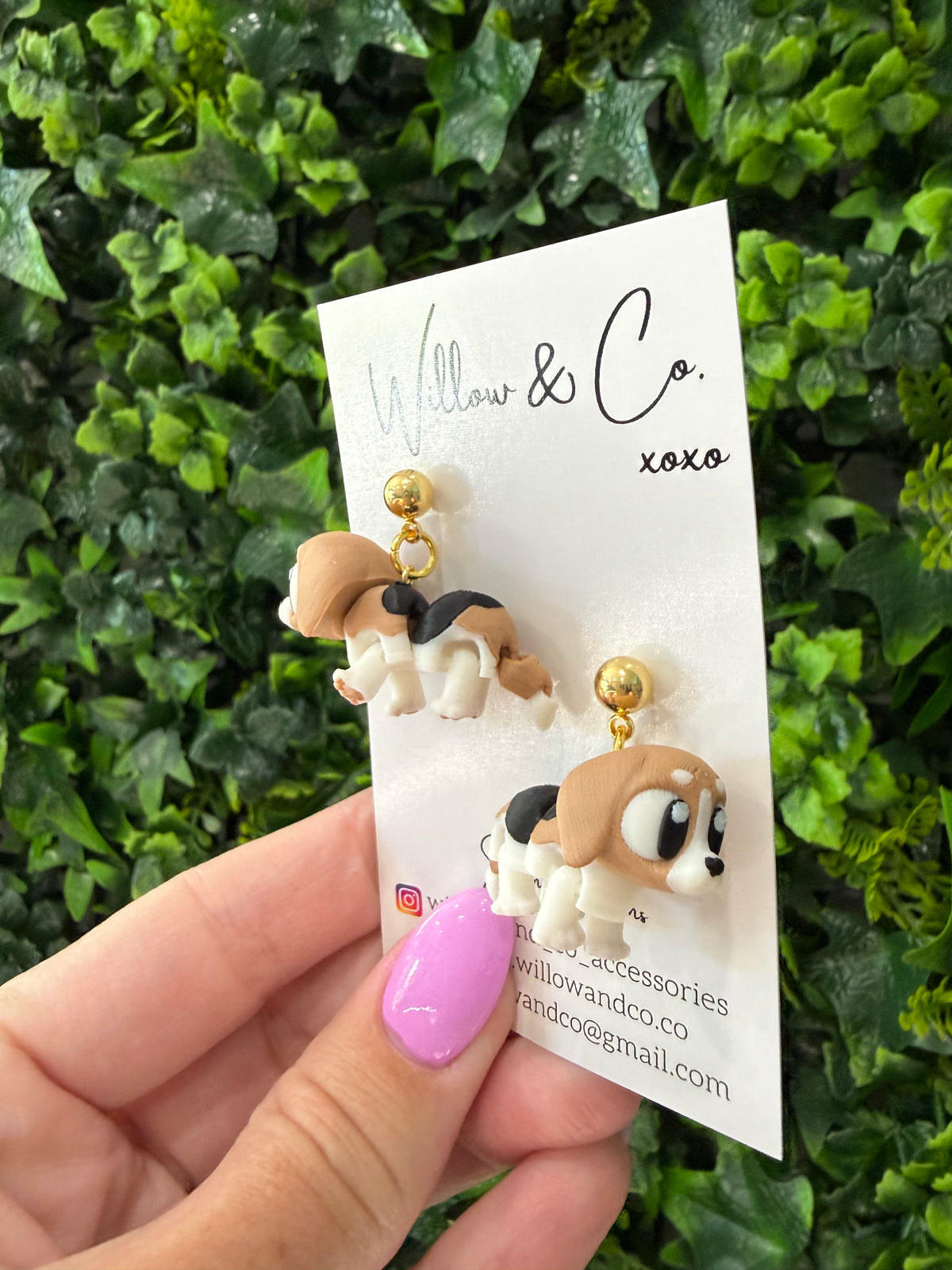 3D Beagle Dangle Earrings