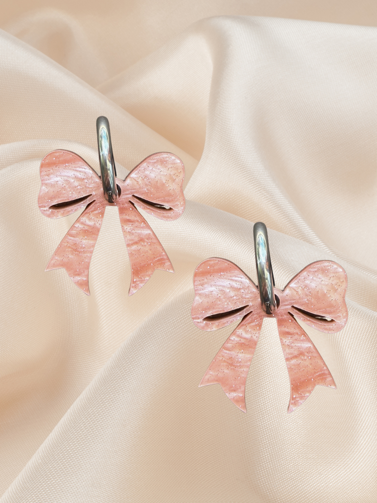 Bow Hoop Dangle Sweet Peachy