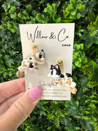 3D Tortoise Shell Cat Dangle Earrings