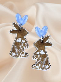 Engraved Bunny Dangle Blue