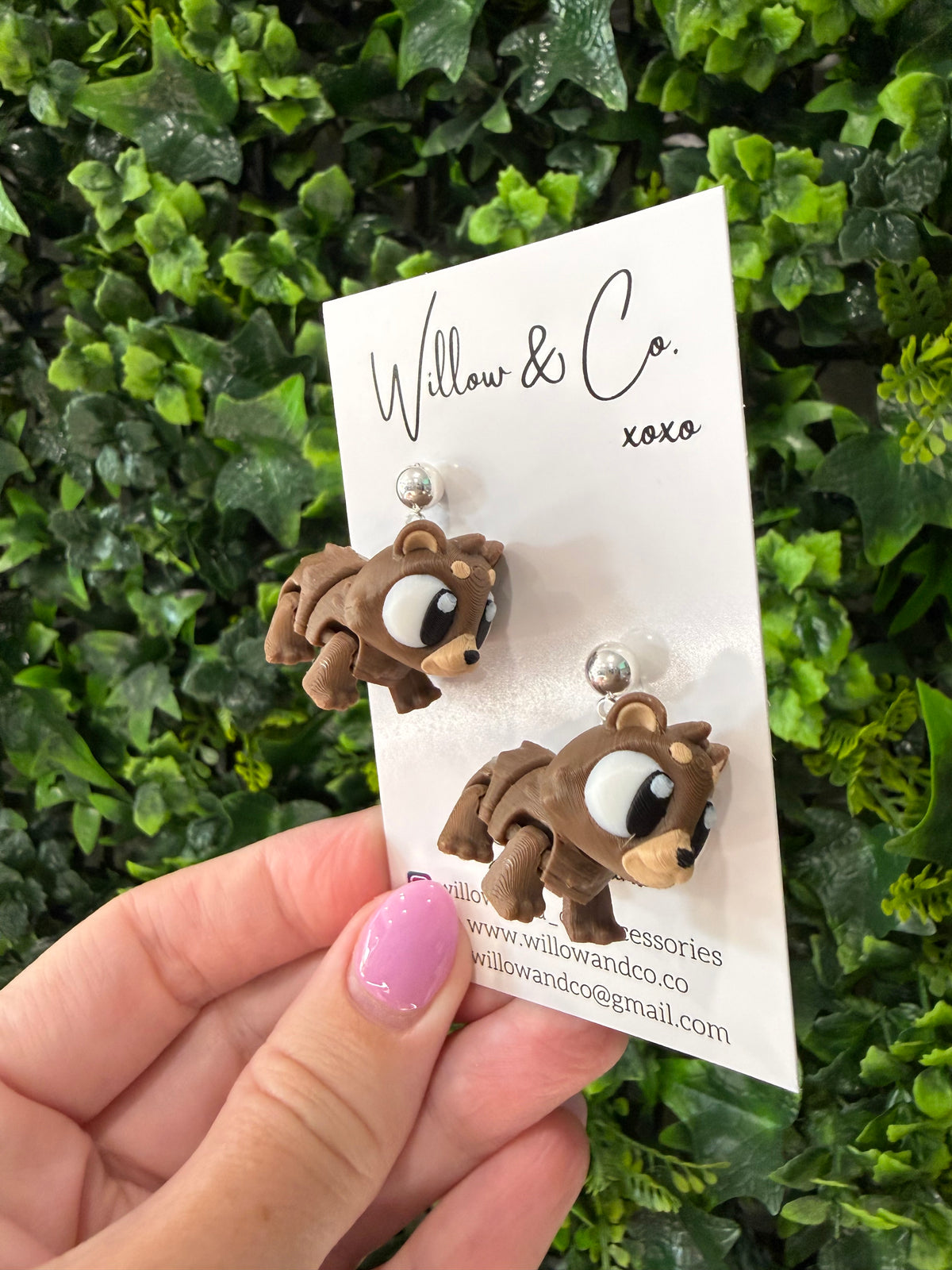 3D Bear Dangle Earrings