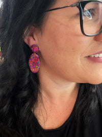 Large Oval Dangle Wild Berry Blaze