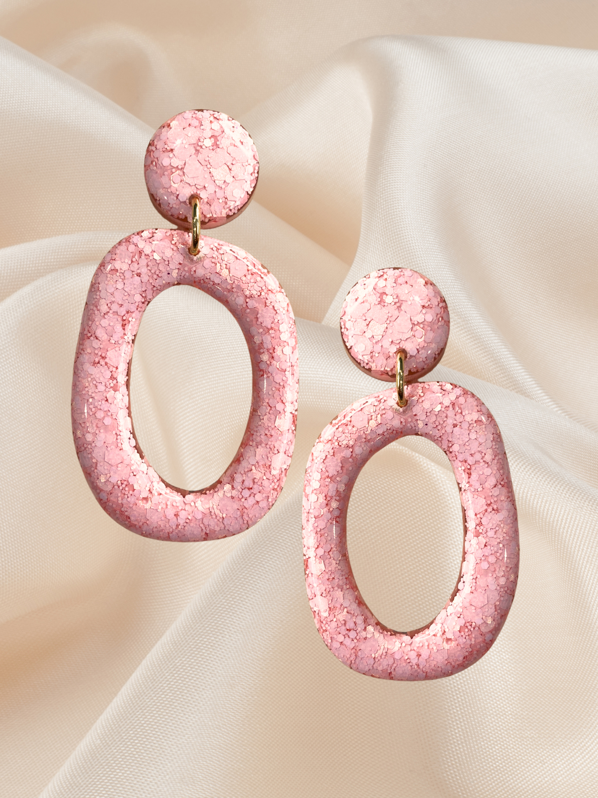Large Organic Hoop Dangle Peach Sorbet