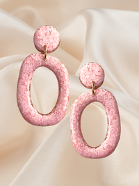 Large Organic Hoop Dangle Peach Sorbet