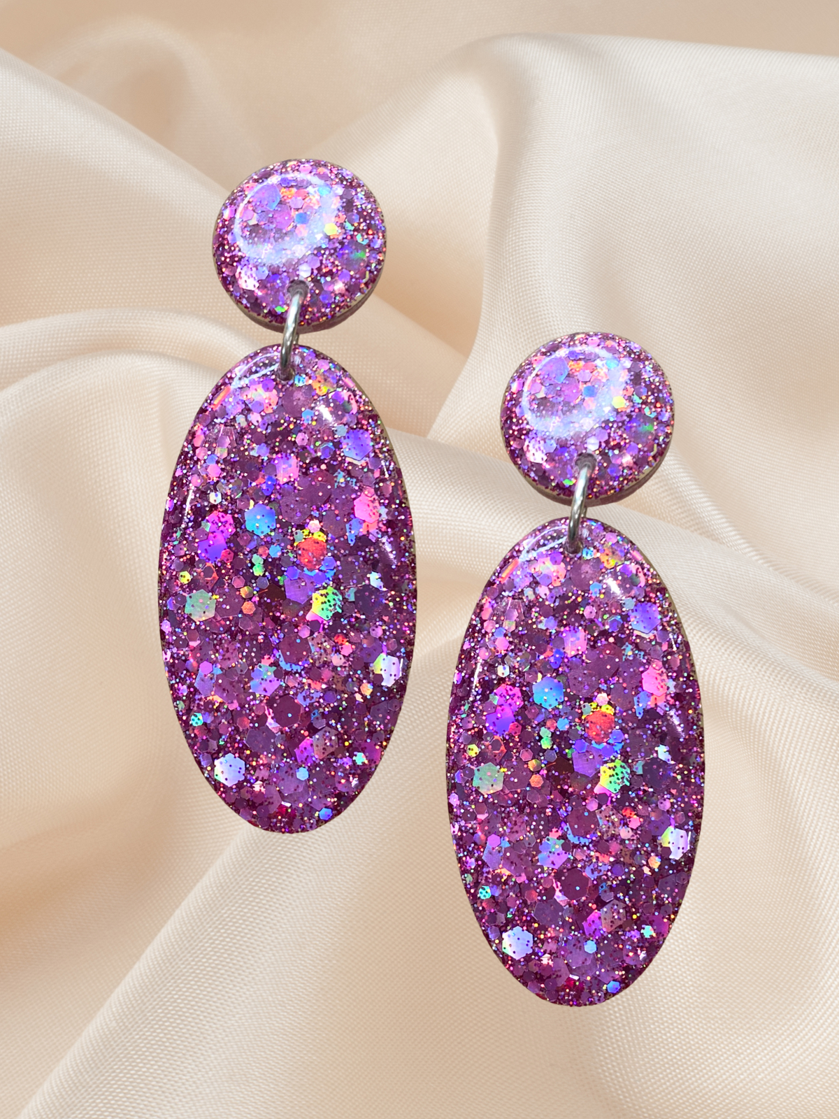 Large Oval Dangle Prismatic Plum