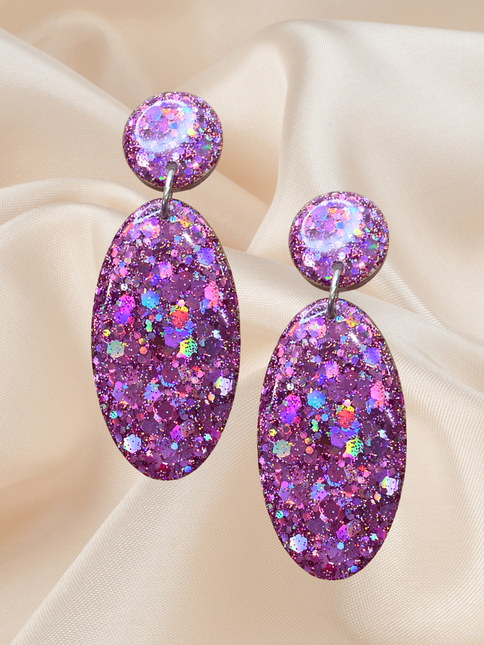 Large Oval Dangle Prismatic Plum