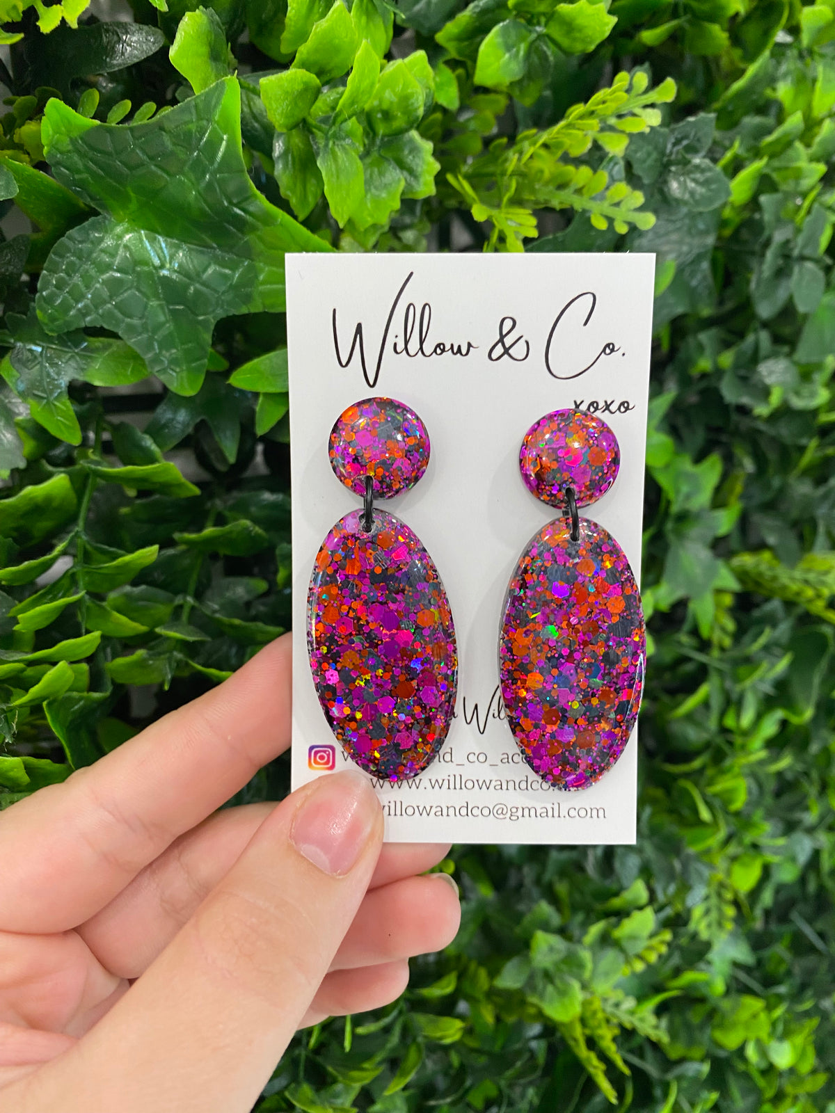 Large Oval Dangle Wild Berry Blaze