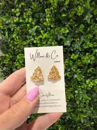 2cm Christmas Tree Stud Golden Meringue