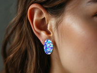 Organic Oval Stud Bluebell Mist