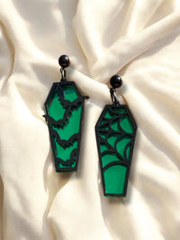 LARGE Wicked Coffins Dangle Green