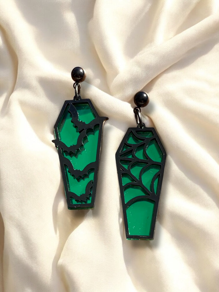 LARGE Wicked Coffins Dangle Green