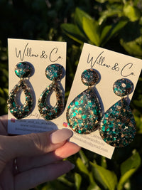 Large Dangle Velvet Evergreen
