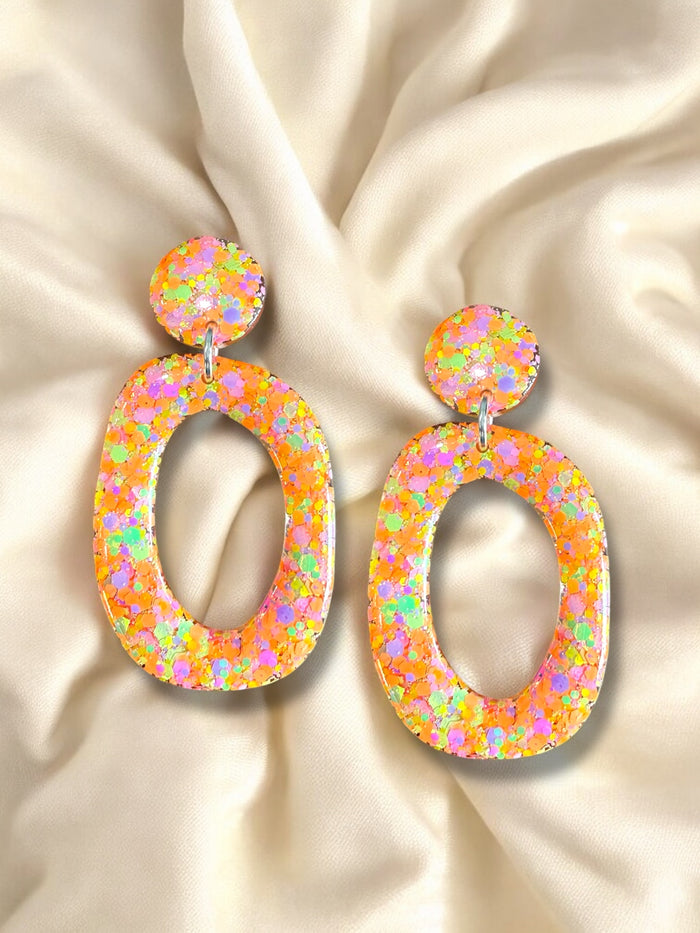 LARGE Organic Hoop Dangle Tutti Fruiti