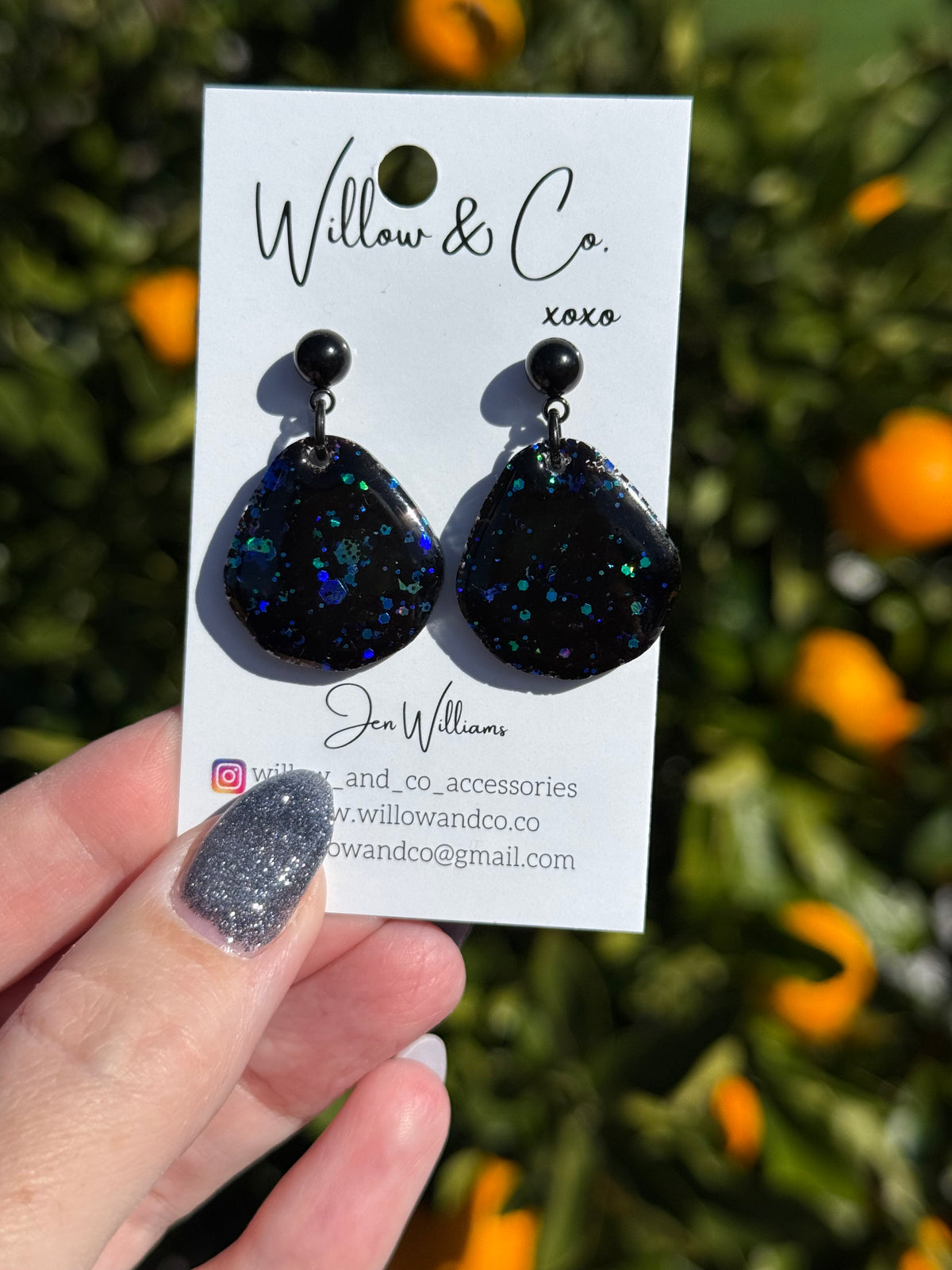 Mini Gem Dangle Black Opal