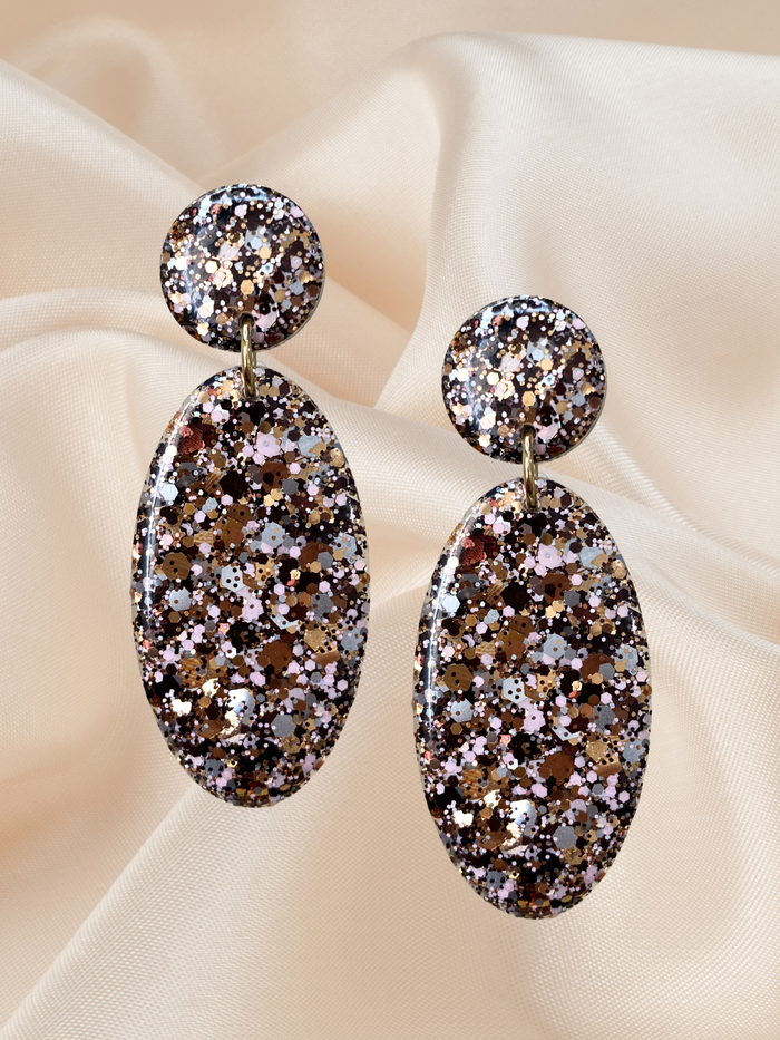 Large Oval Dangle Mocha Glam