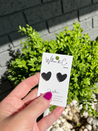 1.5cm Heart Stud Black