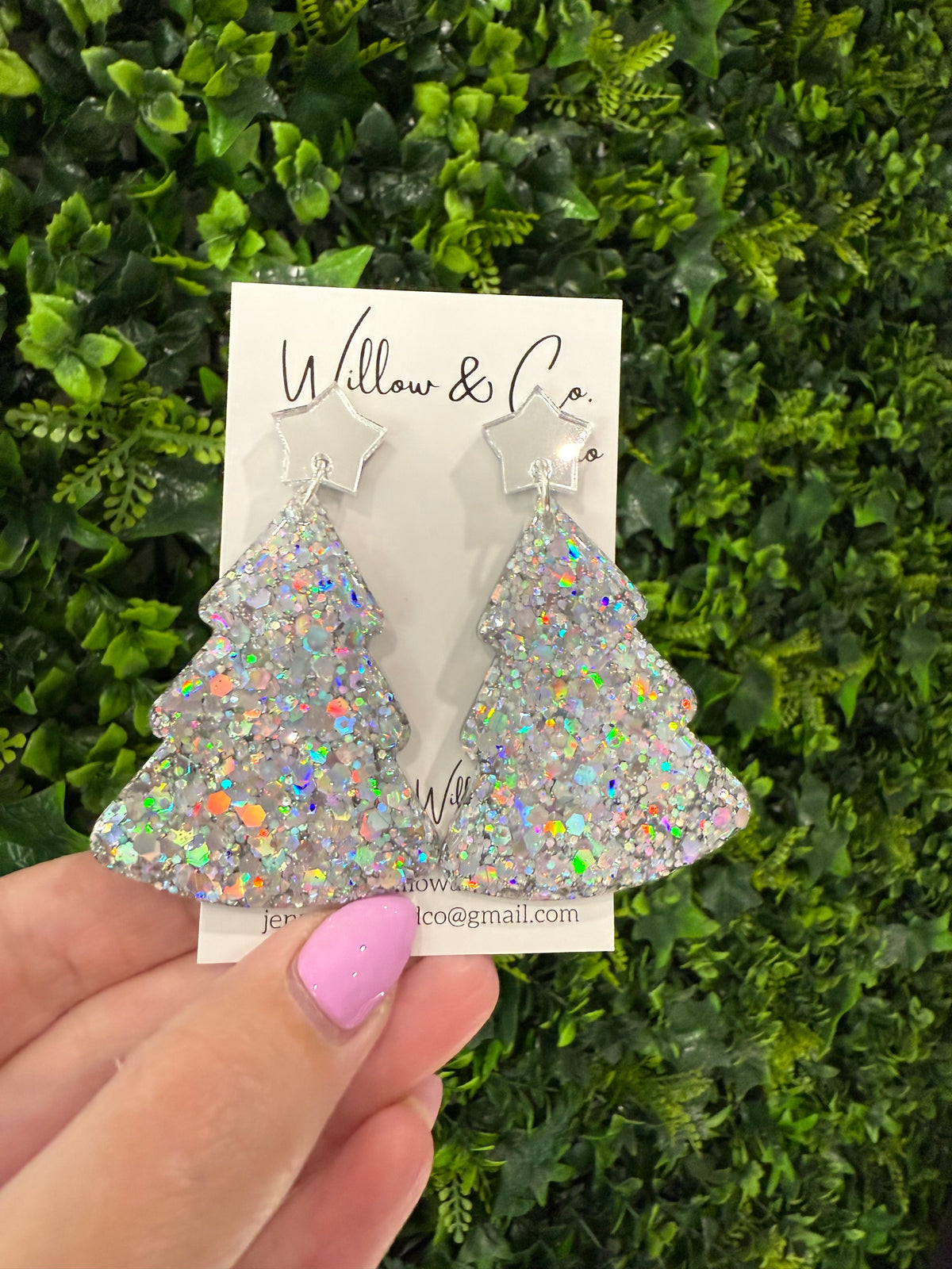 XL Christmas Tree Dangle Kaleidoscope Silver