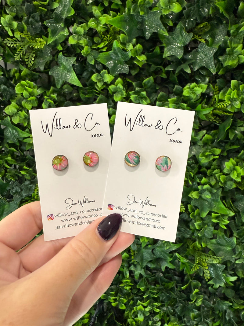 MINI Stud Handpainted Eucalyptus Flower