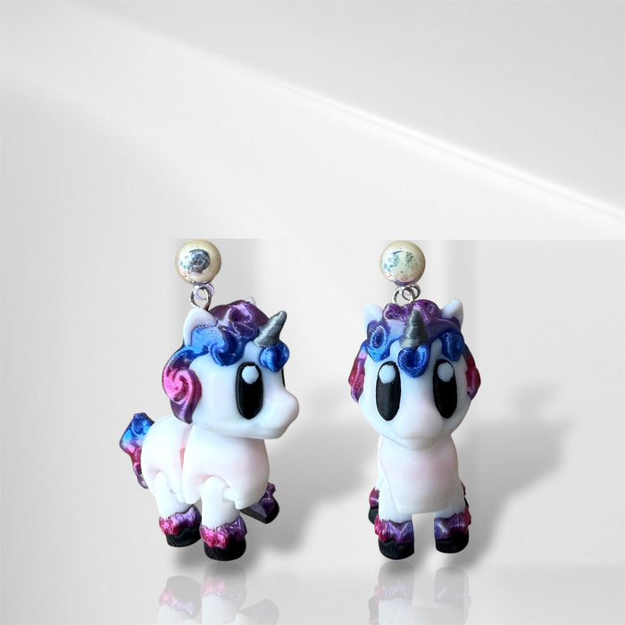 3D Unicorn Dangle Earrings