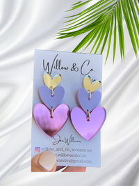 Large Dangle Trio of Hearts PINK