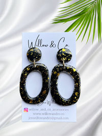 Large Organic Hoop Dangle Midnight Gold