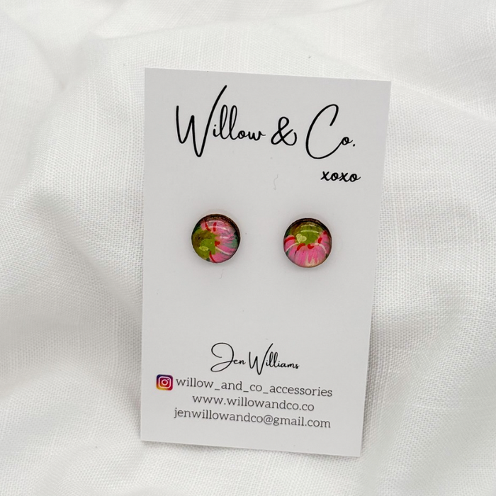 MINI Stud Handpainted Eucalyptus Flower