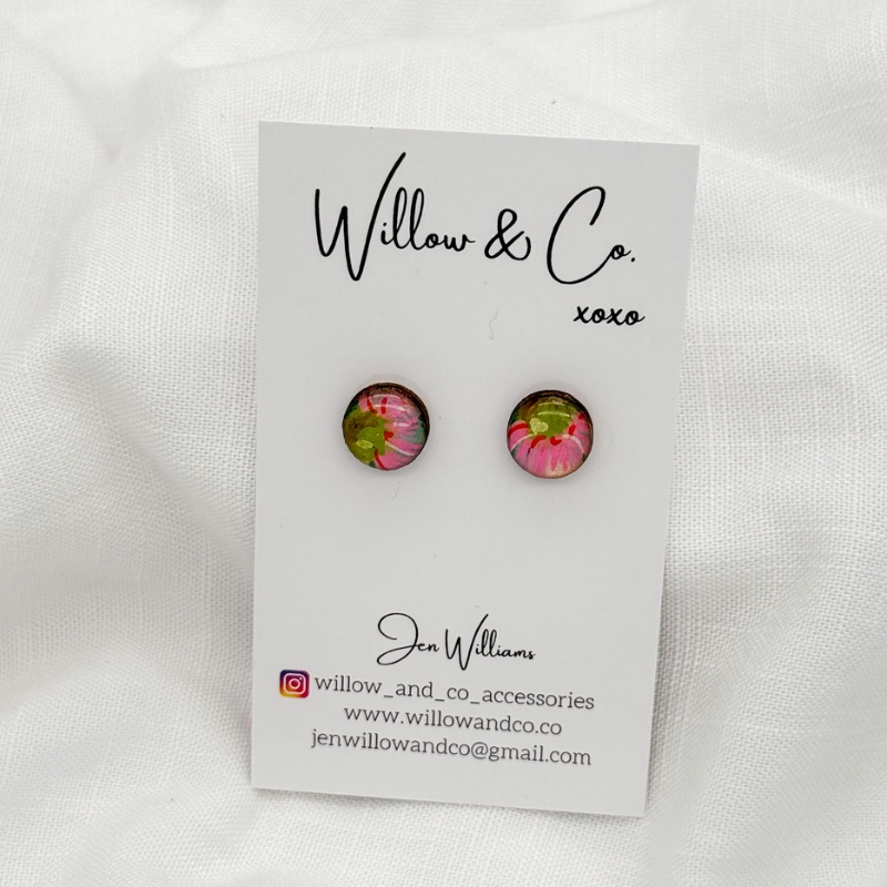 MINI Stud Handpainted Eucalyptus Flower