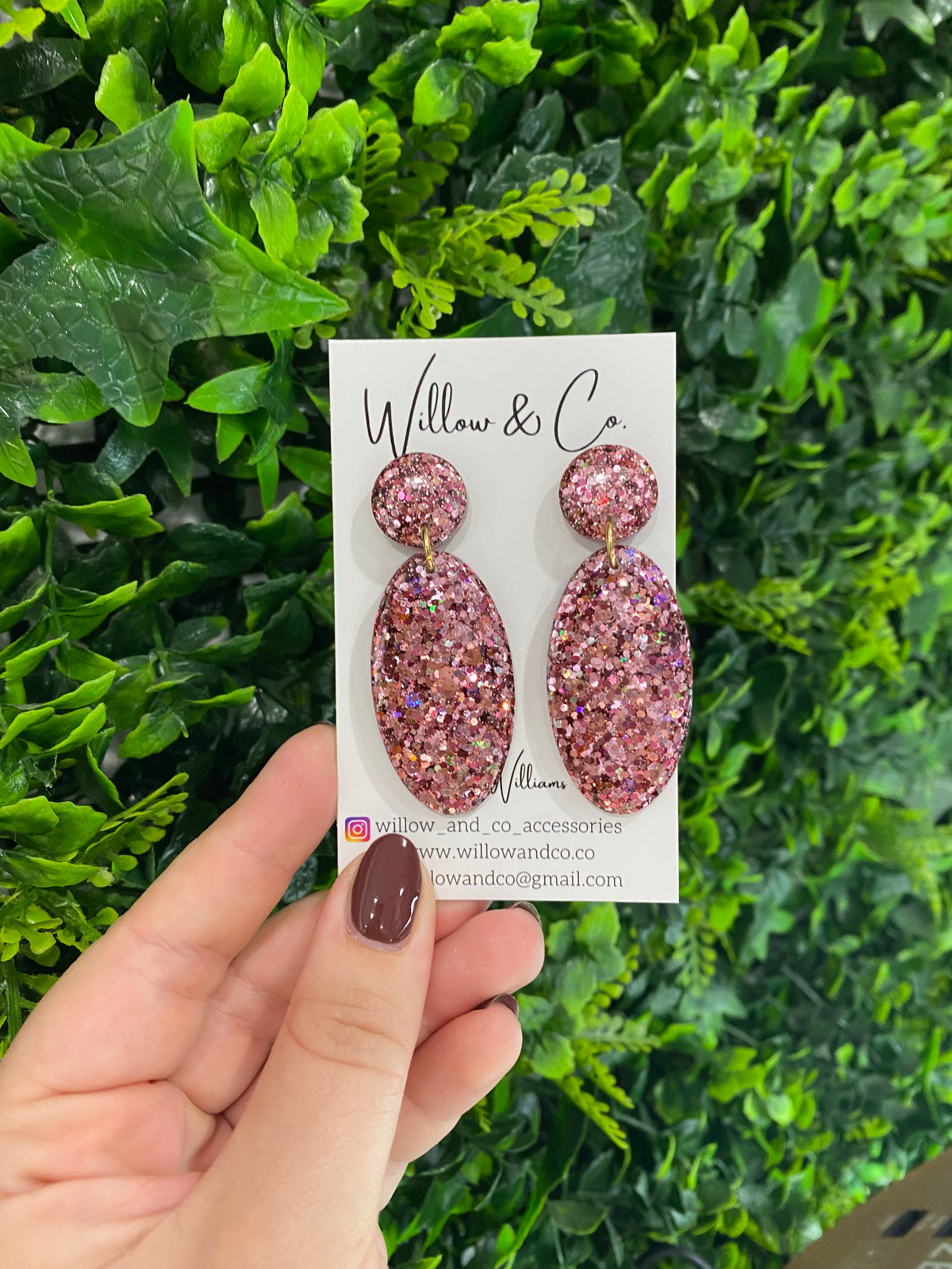 Large Oval Dangle Plum Blush