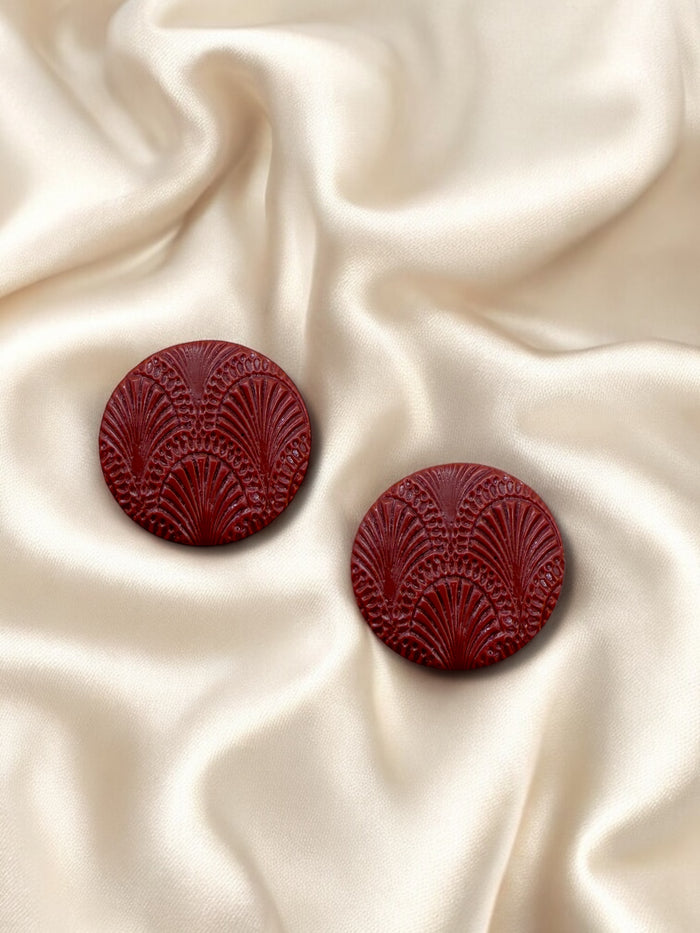 2cm Fan Texture Clay Stud Terracotta