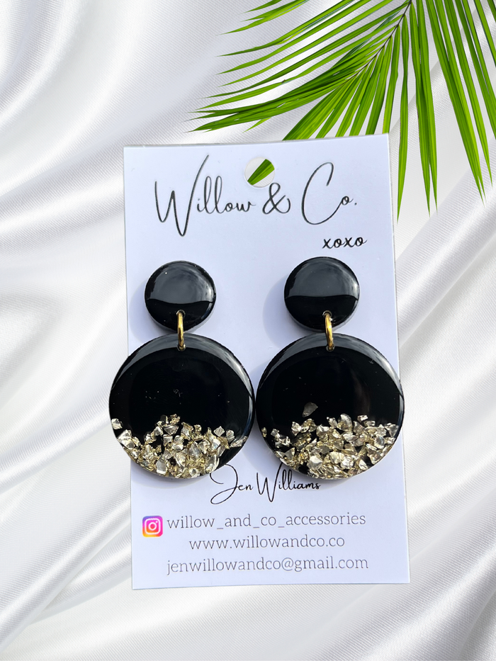 MIDI Dangle Black & Gold Glass