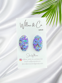 Organic Oval Stud Bluebell Mist